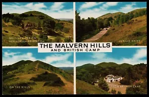 Malvern Hills And British Camp Worcestershire Multi View J. Salmon Postcard - Picture 1 of 2