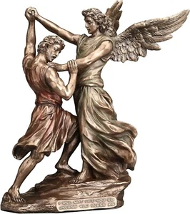 Veronese Design 9 1/2 Zoll Jacob Wrestling mit Gott Kaltguss Harz Bronze Statue - Bild 1 von 7