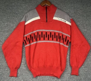Vintage Slalom Skipullover Retro Herren Medium Wollmischung 1/4 Zip Pullover Rot - Bild 1 von 8