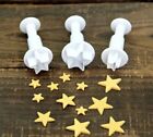 Set Of 3 Mini Star Flower Plunger Cutters For Fondant Icing Sugar Craft