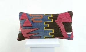 Kilim Pillow Cover 8x16 in Handmade Oriental Rug Tribal Ethnic Lumbar Case A1379 - Picture 1 of 3