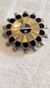 Vintage Brosche Zuni Intarsien Sunface - Bild 1 von 11