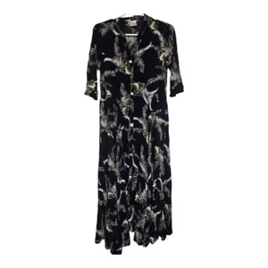 Abito Neeru Kumar taglia grande blu navy bianco floreale davanti bottoni maxi I... - Foto 1 di 12