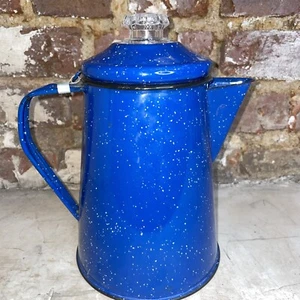 Enamelware Graniteware Blue Speckled Coffee Pot Cooking Camping Teapot - Picture 1 of 6