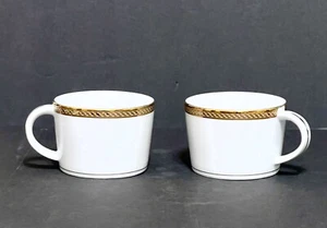 Juego de 2 tazas de café/té Gorham Warwick doradas blancas con borde dorado borde de 2,5" h. 3,25" - Imagen 1 de 13
