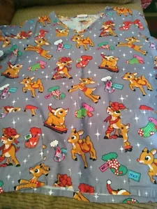 Christmas Scrub Size Large Brand Rudolph The Red Noise - Picture 1 of 4
