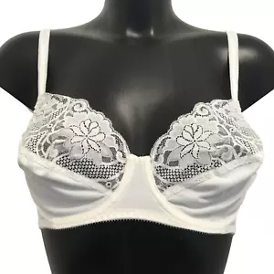 Nina Ivory Underwired Bra 34C Pretty floral lace to tops of cups No padding - Picture 1 of 6