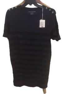 Majestic Filatures Navy and Black Striped Jersey Midi Dress. NWT. Size 1 - Picture 1 of 7
