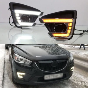 LED DRL Turn Indicator Signal Daytime Running Fog lights Fit For Mazda CX-5 12+ - Picture 1 of 8
