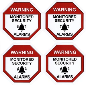 Alarm Warning Sticker, Home Security Vinyl Decal, Burglar House Security Sign X4 - Picture 1 of 2