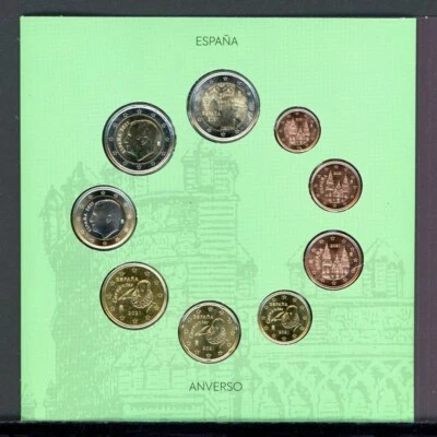 Spain 2021 year coin set from 1 cent - 2 euro 9 coins 5 ,88 euro in folder - Image 1 of 2