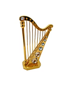 FIGURA ELEMENTO CRISTAL HARP SWAROVSKI CHAPADA EN ORO 24K - Imagen 1 de 3