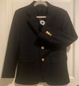 Blazer ragazzo Brooks Brothers blu navy 100% lana bottoni logo Loro Piana taglia 10 - Foto 1 di 9