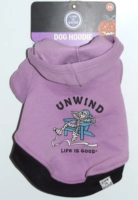 Life Is Good Dog Jacket Coat Sweatshirt Hoodie Halloween Costume Mummy Unwind XS - Image 1 of 2