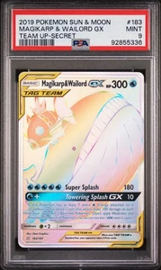 DA99337 2019 POKEMON SUN & MOON TEAM UP-SECRET #183 MAGIKARP & WAILORD GX PSA 9 - Foto 1 di 2