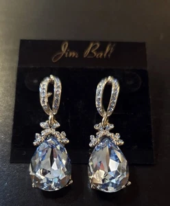 Jim Ball Swarovski Kristall 2" Silber Ohrhänger NEU - Bild 1 von 10