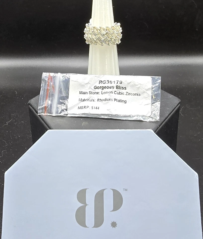 Кольцо для вечеринки с бомбой размер 7 RG39179 великолепное блаженство лимон кубический цирконий родий - Изображение 1 из 1