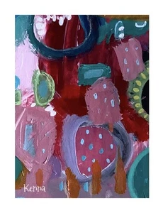 Aceo Painting Abstract Original Art Card by Kenna 2.5” X 3.5” Signed - Picture 1 of 4