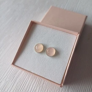 Rose Quartz Earrings, Sterling Silver Gemstone Stud Earrings 8 mm, Gift Boxed - Picture 1 of 4