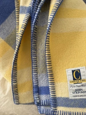  John Atkinson Chequers 羊毛毯子 King 尺寸 英国制造  — 第 1/4 张图片