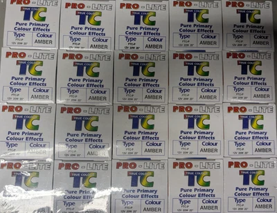 20x Pro-Lite True Colour amber 12V 20W 20" Halogen Dichroic Lamp MR16 Pack Of 20 - Image 1 of 4