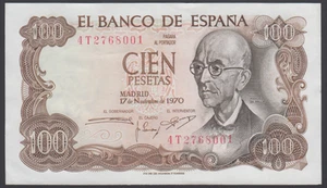 Spain 100  Pesetas  17-11-1970  AU   P. 152,   Banknotes, Uncirculated - Picture 1 of 2
