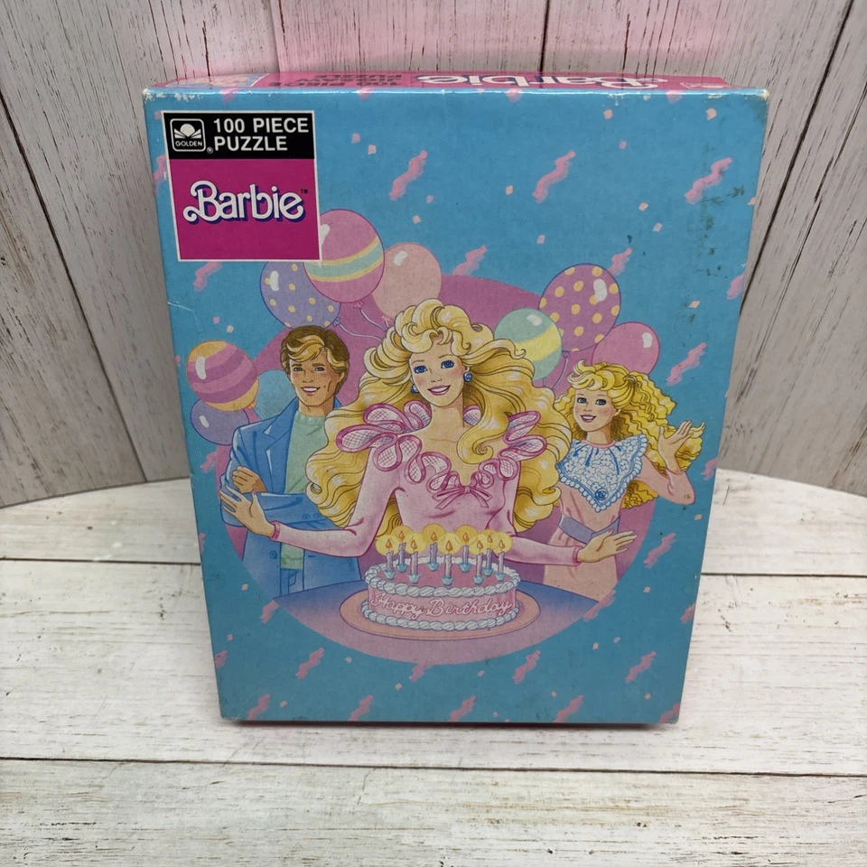 Vtg Complete 1989 Golden 100 Pc Happy Birthday Barbie Puzzle Ken & Skipper 11x15 - Image 1 of 3