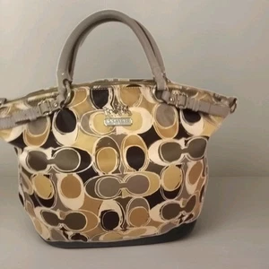 Coach Madison Op Art Gallery Tote Satin & Leather Bag Beautiful Large 18326 - Bild 1 von 16