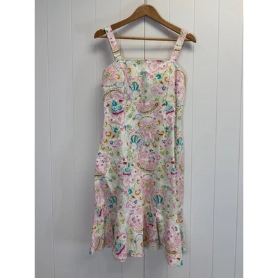 Karin Stevens Womens Floral Baby Doll Paisley Dress Size 12 Boho Tea Wedding - Image 1 of 4