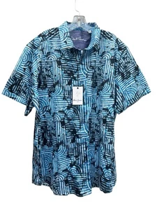 Camicia Robert Graham Geometrica Blu Vibrante ELETTRICA 3XL $198 NUOVA CON ETICHETTE - Foto 1 di 11