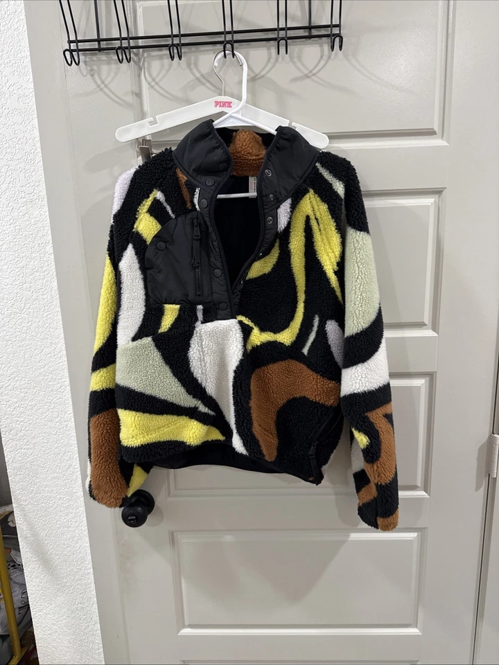 Free People FP 运动夹克小号黑色 Hit The Slopes 羊毛套衫罕见!! — 第 1/4 张图片