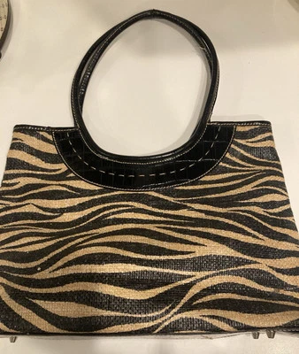 Franco Sarto Bolso de Mano/Bolso de Hombro Negro y Tostado Cartera Tejido Sentado Bolso de Mano Viaje  Foto 1 de 4