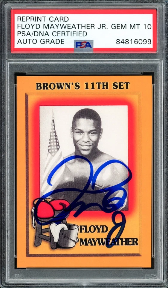 SALE! Floyd Mayweather Jr Auto 1997 Browns Boxing Reprint RC Card #51 Sig 10 PSA - Image 1 of 2