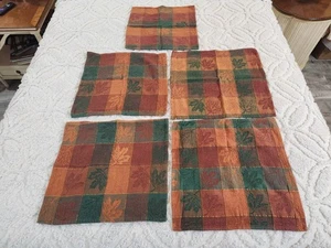 Servilletas pesadas de algodón de acción de gracias hoja de arce de otoño de 15"x15" hilos de oro 5 - Imagen 1 de 8