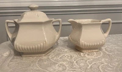 Vintage Wm Adams and Sons Migrates English Ironstone Creamer and Sugar Bowl - Image 1 of 3