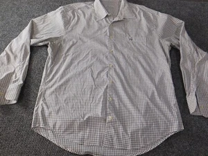 Peter Millar Mens Shirt Extra Large White plaid classic stretch purple button up - Picture 1 of 11