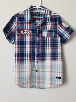 Diesel мальчика детский клетку рубашка с коротким рукавом на пуговицах, размер S (8) - Изображение 1 из 4