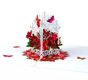 3D PopUp Card Bird Cage Butterfly Birthday New Home Teacher Mother Wedding Blank - Picture 1 of 9
