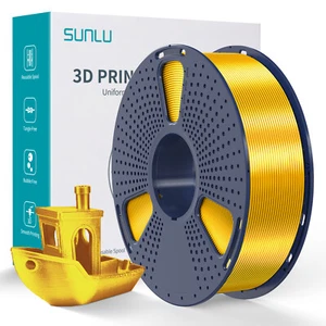 SUNLU SILK PLA + filament d'impression 3D 1,75 mm 1 kg/2,2 lbs soyeux brillant or clair - Photo 1/20