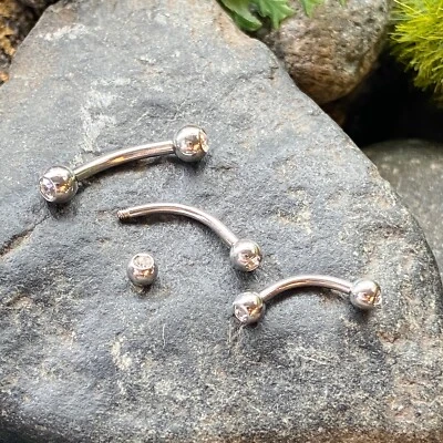 Anillo para cejas barra curva gema circonita cúbica doble ajuste a presión 1 pieza, 14 g o 16 g Foto 1 de 3