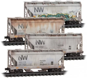 Micro-Trains MTL tolvas cubiertas escala N Norfolk occidental/NUEVO CON ETIQUETAS - paquete de 4 desgastadas - Imagen 1 de 1