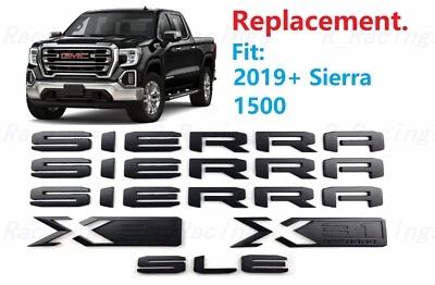 6 piezas puertas negras mate cama Sierra trasera X31 SLE emblemas Sierra 1500 2019-2025 Foto 1 de 4