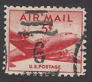 Scott# C37 5c DC-4 Skymaster Plane with Numeral "6" cancel - (A-1) - Picture 1 of 2