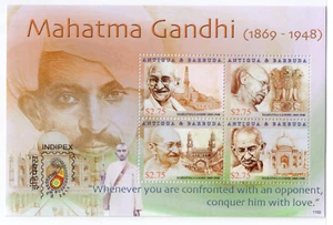 Antigua & Barbuda 2011 MS Indipex World Philatelic Exhibition Mahatma Gandhi MNH - Picture 1 of 2