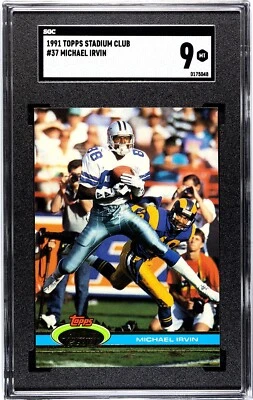 1991 Topps Stadium Club #37 Michael Irvin SGC 9 MINT - Image 1 of 2