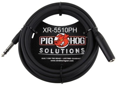 PIGHOG 10ft 1/4" TRS Female to 1/4" TRS Male Headphone Extension Cable, XR-5510PH