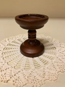 Vtg Small Mini Wood Candlestick Pillar Holder Pedestal 3” Tall Farmhouse Country - Picture 1 of 24