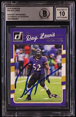 Ray Lewis Signed 2016 Donruss #28 BGS Beckett Autographed Graded BGS 10 - Image 1 of 2