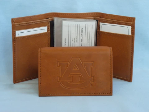 AUBURN TIGERS   Leather TriFold Wallet    NEW    brown 2 Cover
