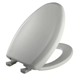 Soft Close Elongated Plastic Closed Front Toilet Seat in Ice Gray Removes for Ea - Picture 1 of 12